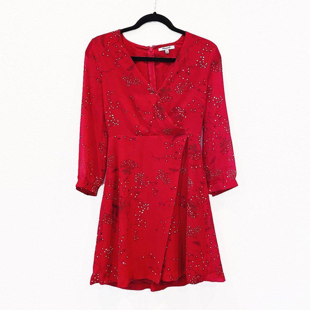 Madewell Red Floral Wrap Dress